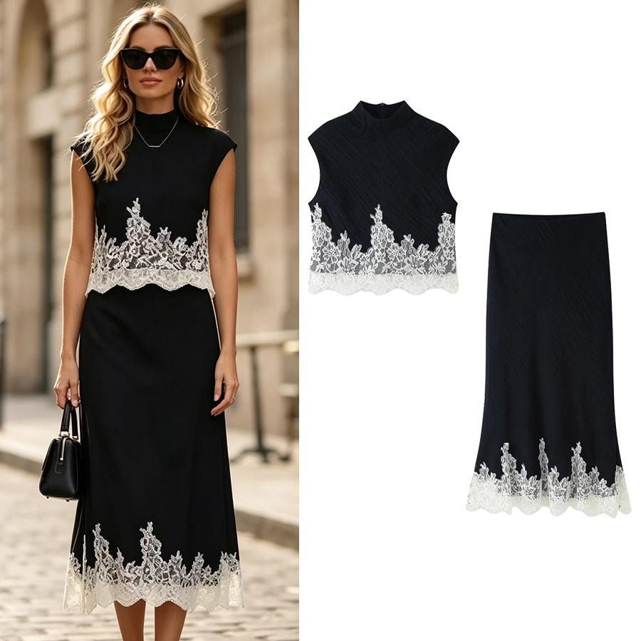 Women White Lace Patchwork Ele - Midi Skirt Floral recension och pris