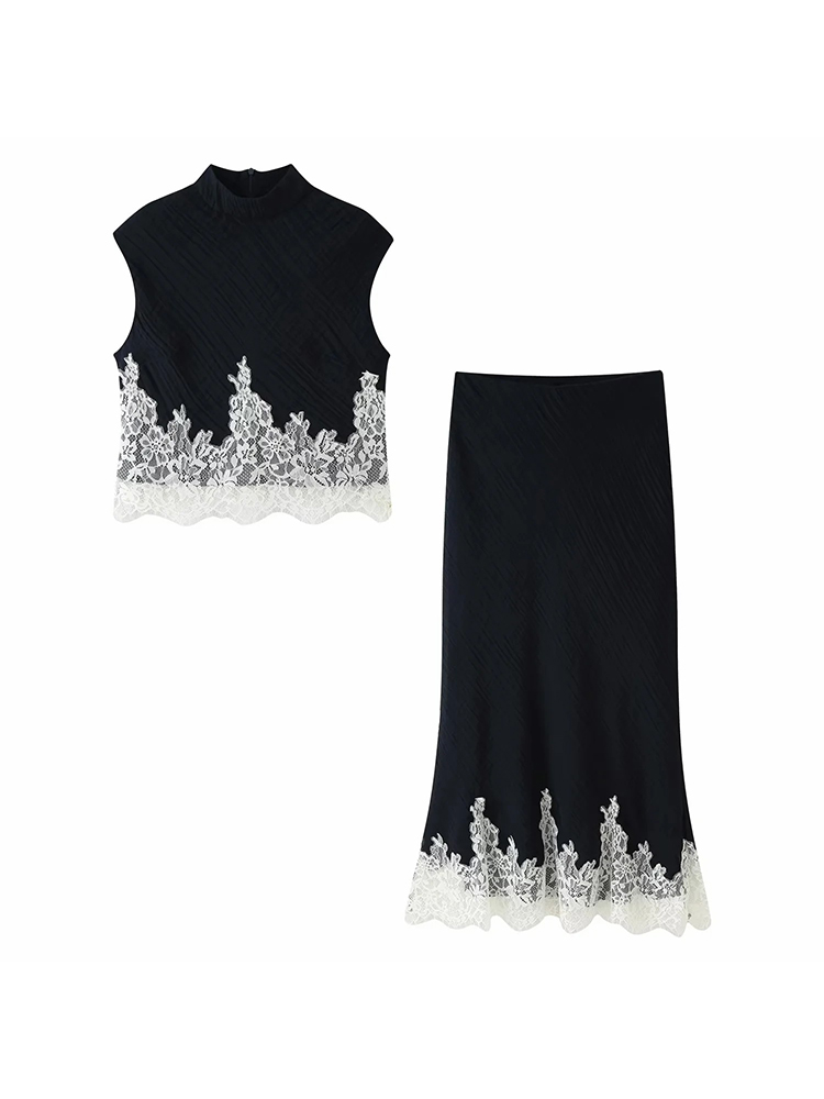 Women White Lace Patchwork Ele - Midi Skirt Floral recension och pris