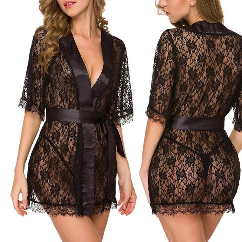 Nolia Floral Lace V-Neck Linge - Kimono Sheer Floral recension och pris