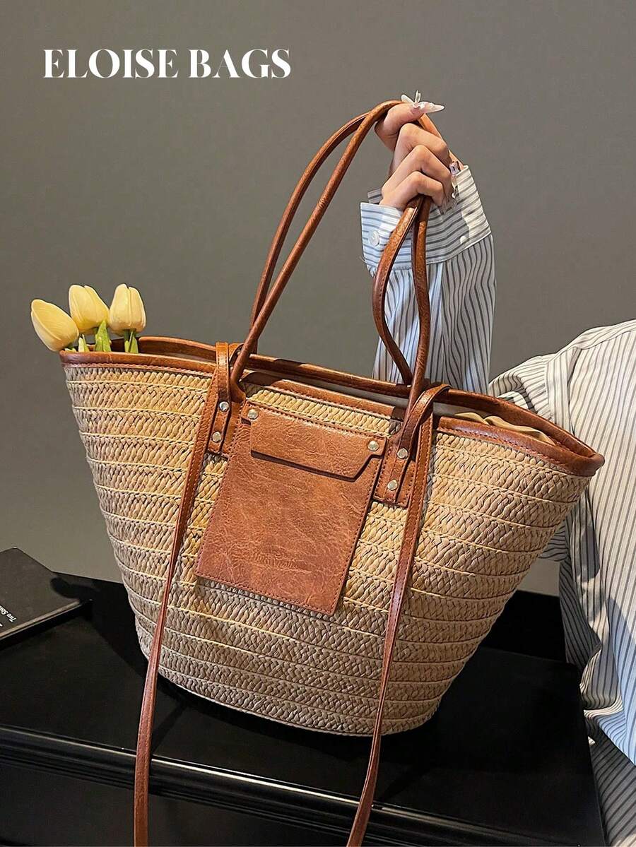 Fashion Large Capacity Woven T - Tote Bag Beach recension och pris