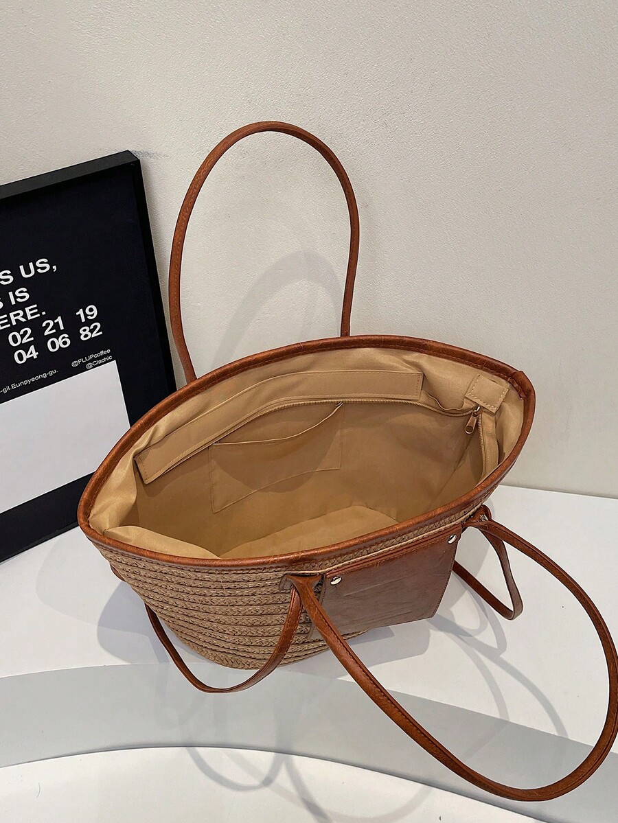 Fashion Large Capacity Woven T - Tote Bag Beach recension och pris