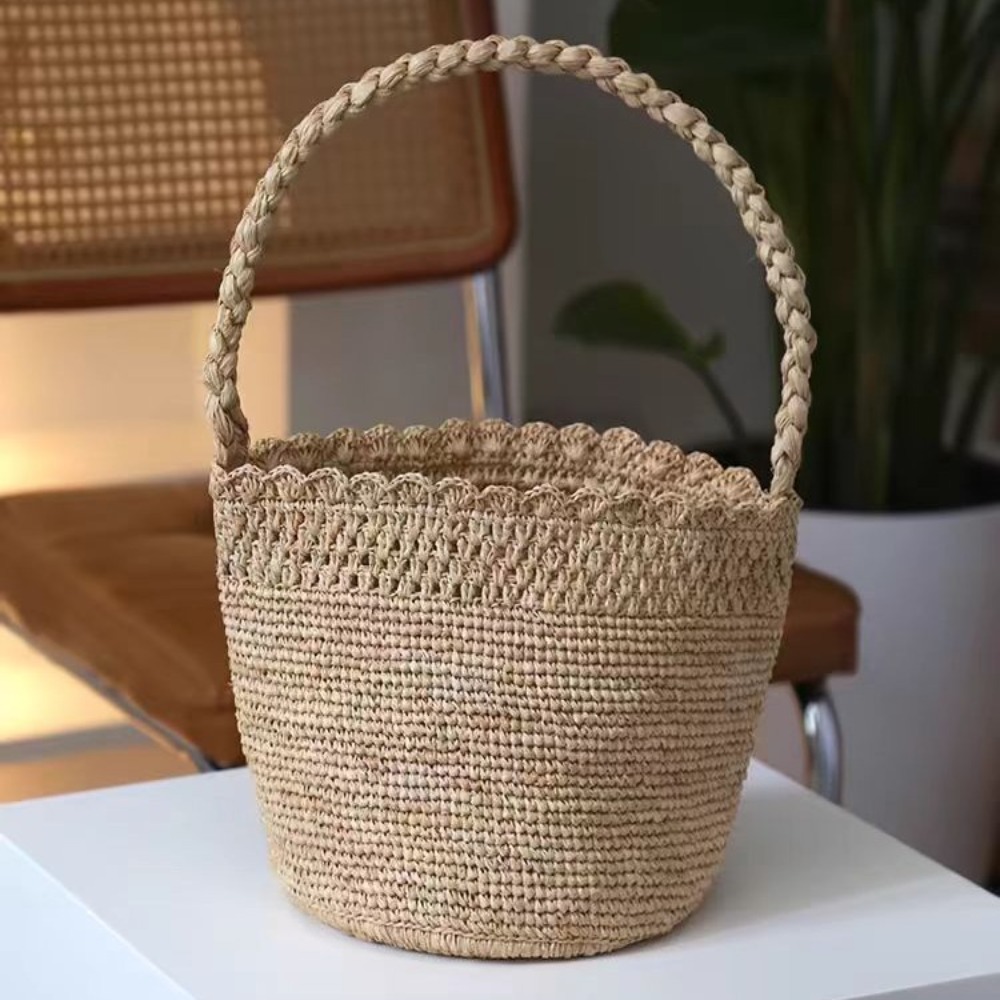 Handmade Crochet Straw Bucket  - Crochet Bag Raffia recension och pris
